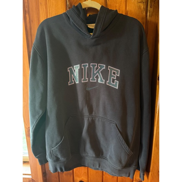 Nike Other - Vintage Nike Hoodie Pullover‎ Sweatshirt Gray Spell Out Logo Athleisure Size XL